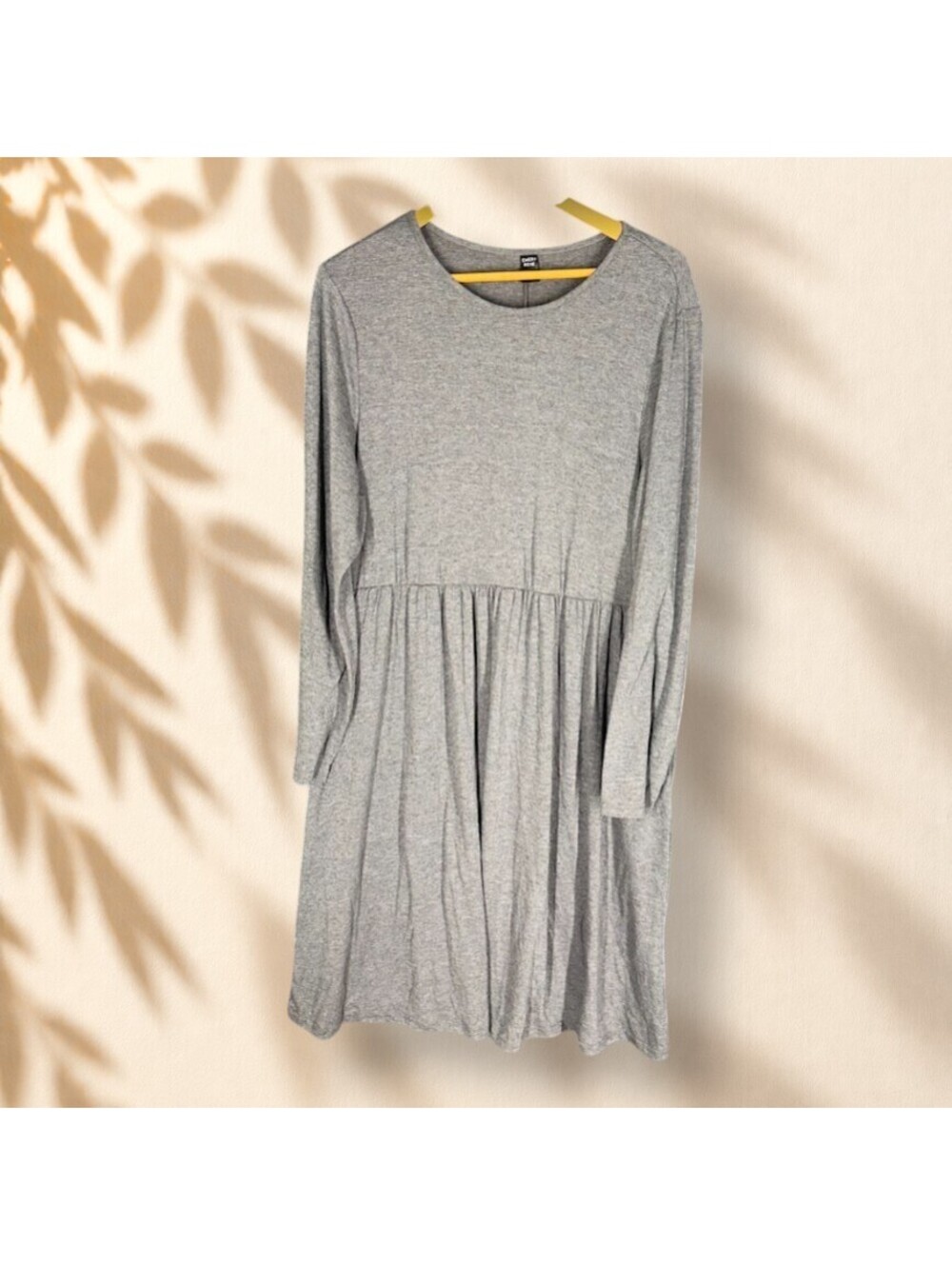 Emery Rose Dress Women 2XL Gray Shift Midi Long Sleeve Stretch Round Neck Casual
